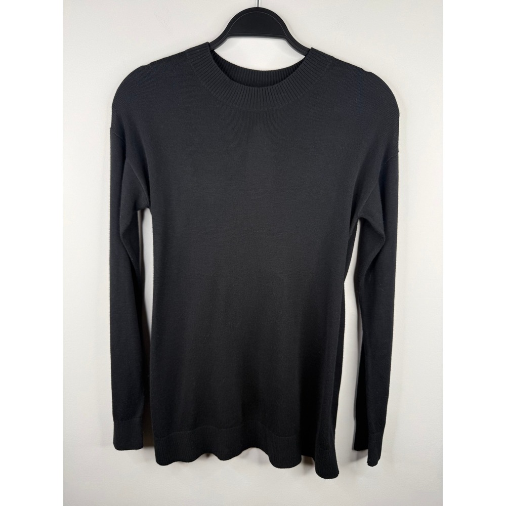 PHILANTHROPY Black Open Crisscross Back Long Sleeve Sweater XS 70% Viscose